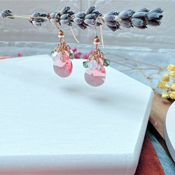 New Crystal Mini Pear Drop Earrings | Handmade in BC - Picture 2 of 3